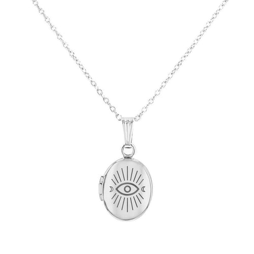 Cherished Bond - Evil Eye Locket Pendant - White Gold